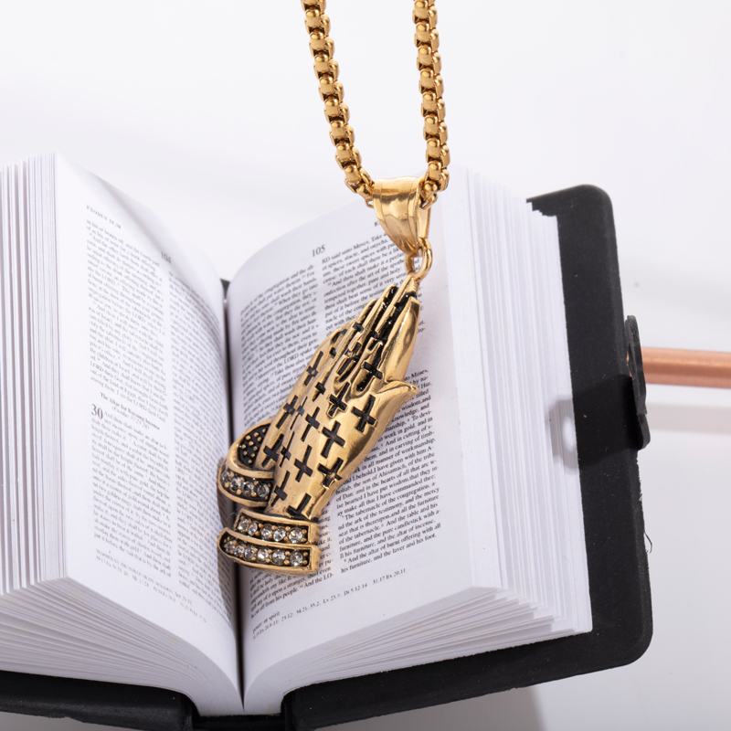 Hands praying necklace