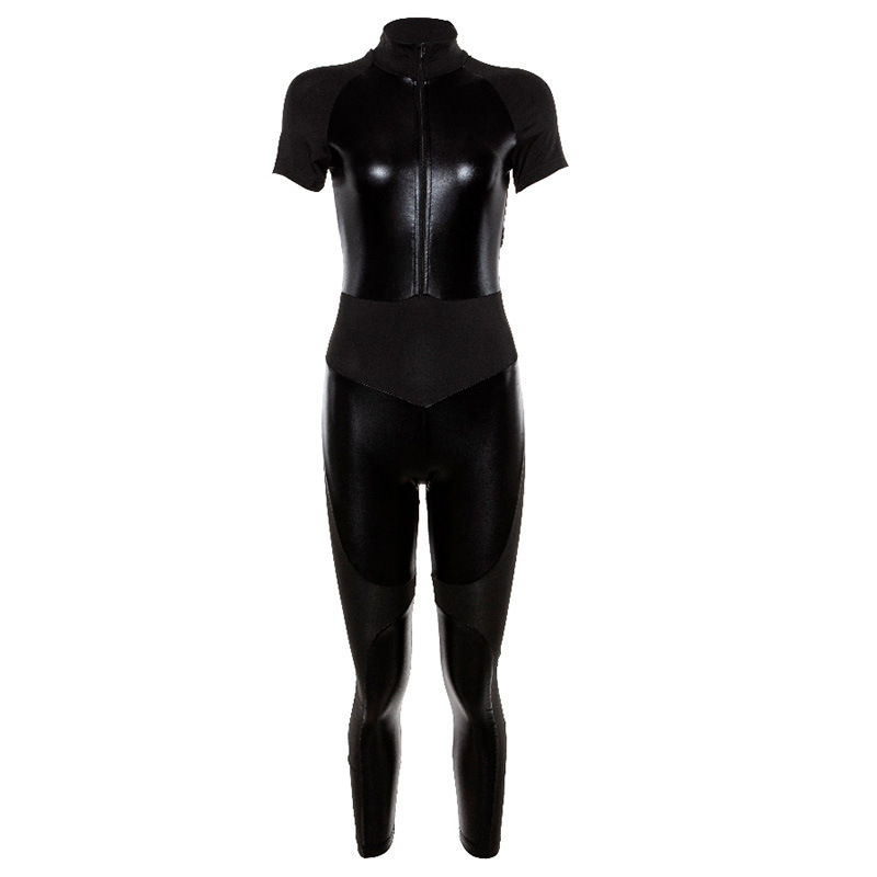 Polyester Splicing Short Sleeve Yoga Jumpsuit, picture 5 of 5