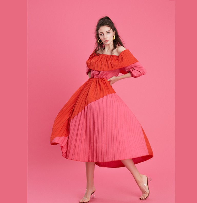 Women's one-shoulder strapless irregular dress