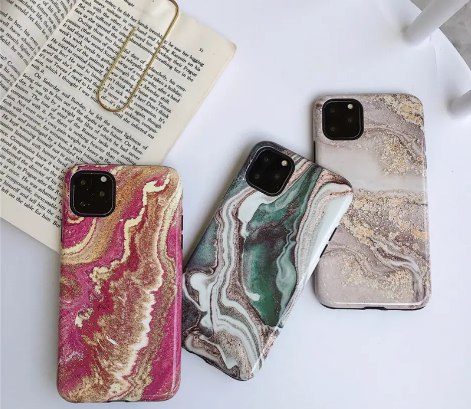 Marble pattern double-layer mobile phone case