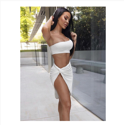 Slim vest split skirt