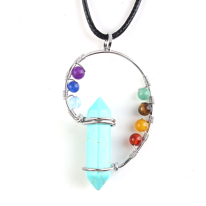 Natural stone seven chakra pendant