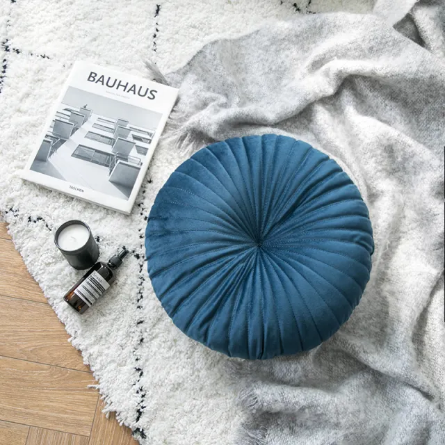 Small pumpkin velvet pillow Blue - Shop at LoveMi