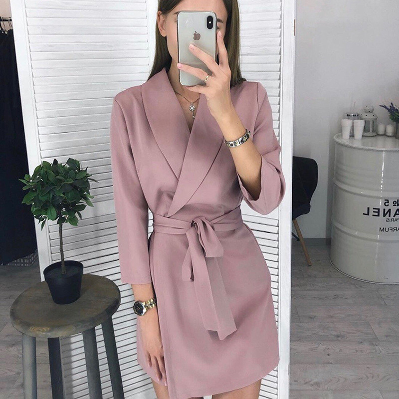 Solid color suit dress