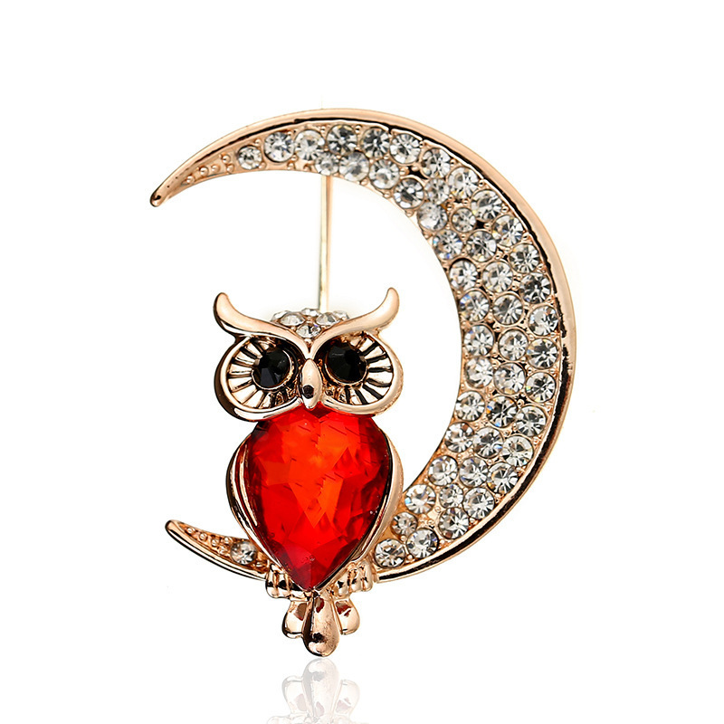 Title 2, Cute owl crystal brooch female