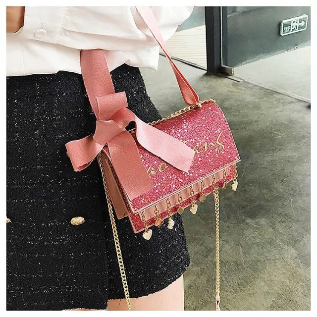 Fashion tassel Love Pendant messenger bag Pink - Shop at LoveMi