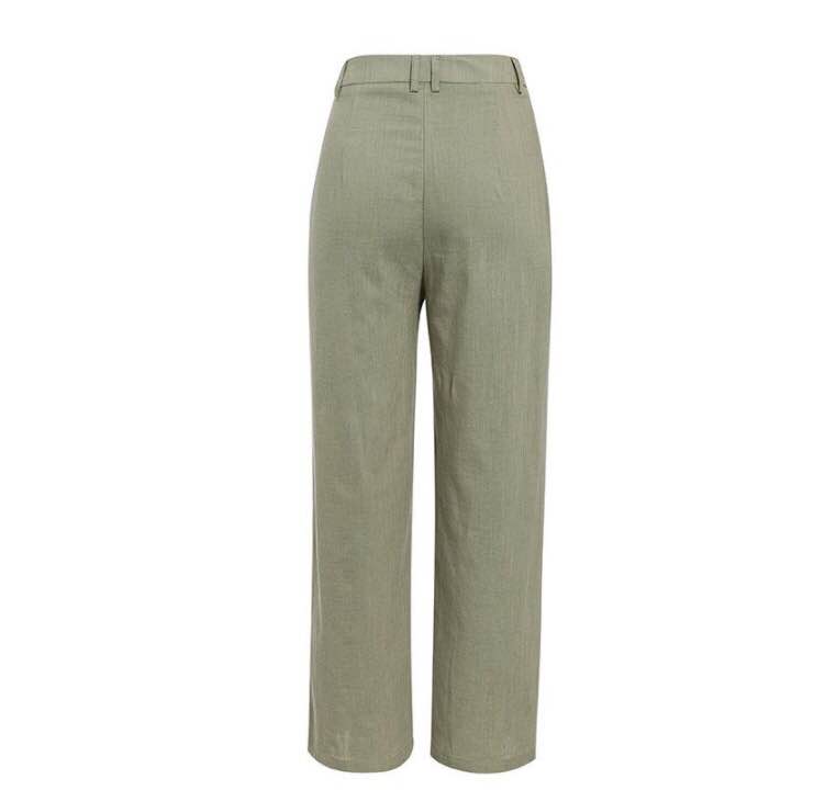 Solid color button slim trousers Grey - Shop at LoveMi