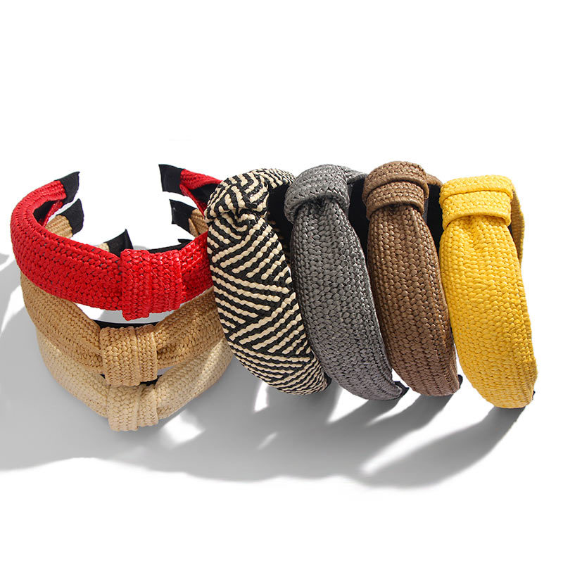 Hand woven raffia hair band