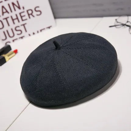 Spring and autumn thin versatile berets Black - Shop at LoveMi