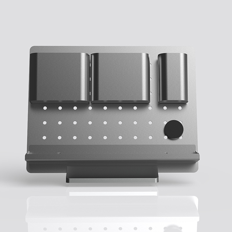 Rangement de bureau à étages, modèle B finition argent