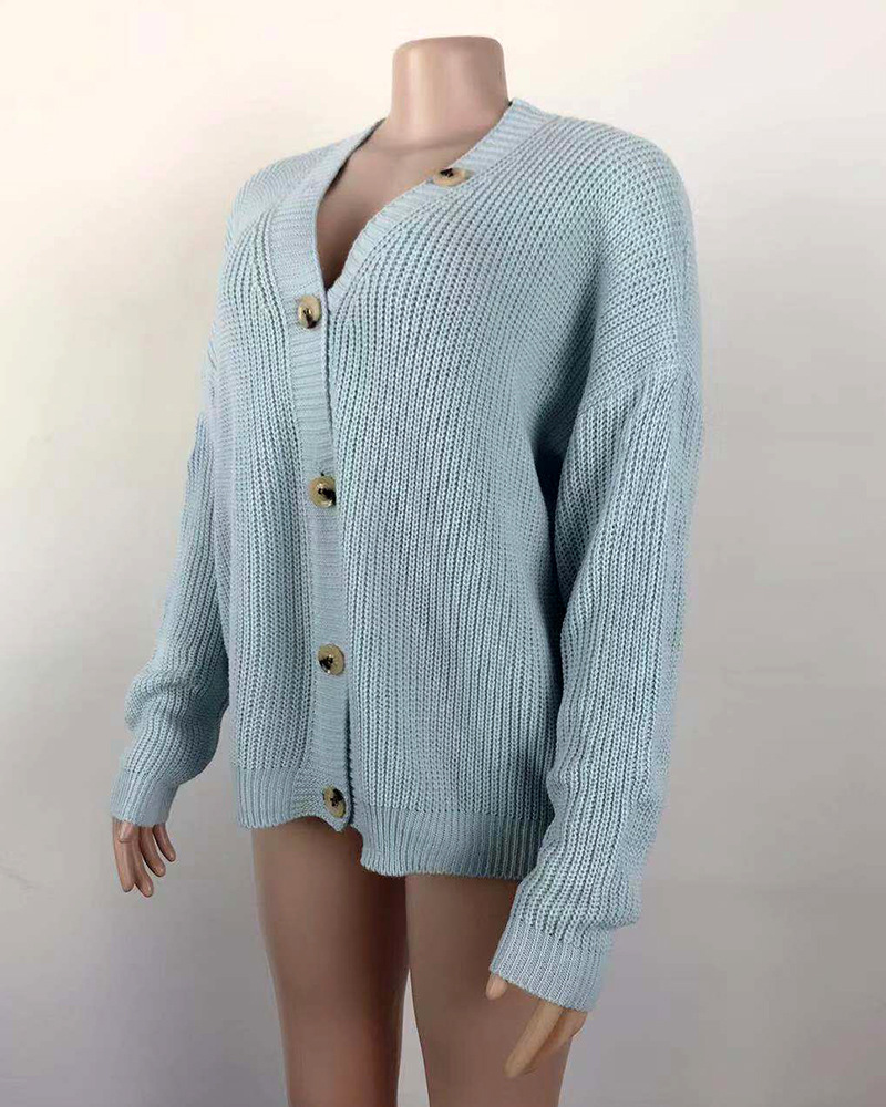 Single-row button cardigan sweater