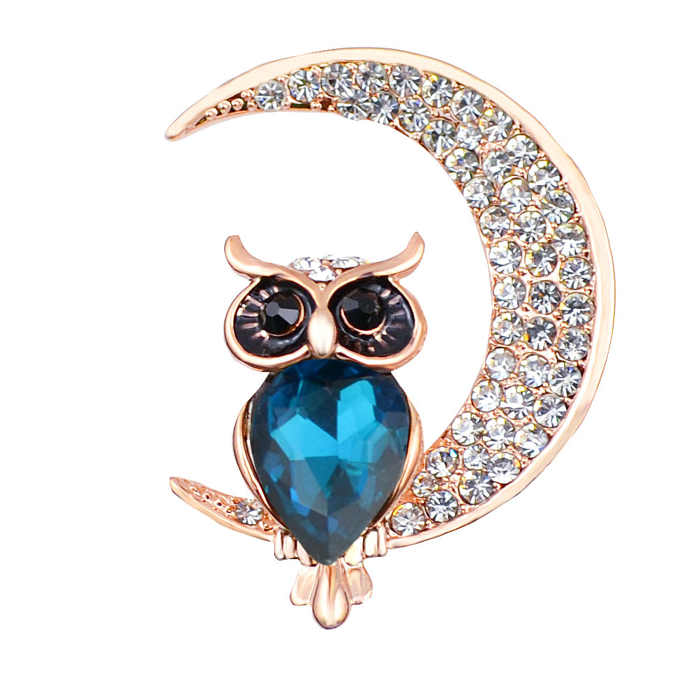 Title 3, Cute owl crystal brooch female