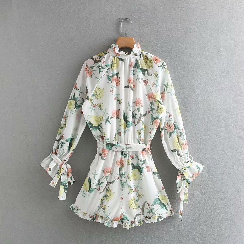 Printed lace-up jumpsuit