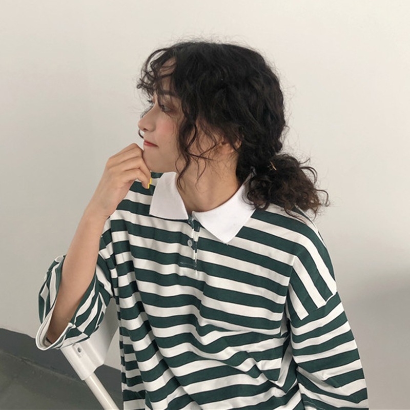 Contrast striped short sleeve