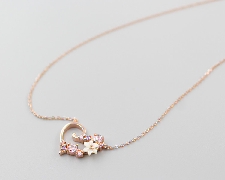 Shell Flower Zircon Lucky Love Necklace