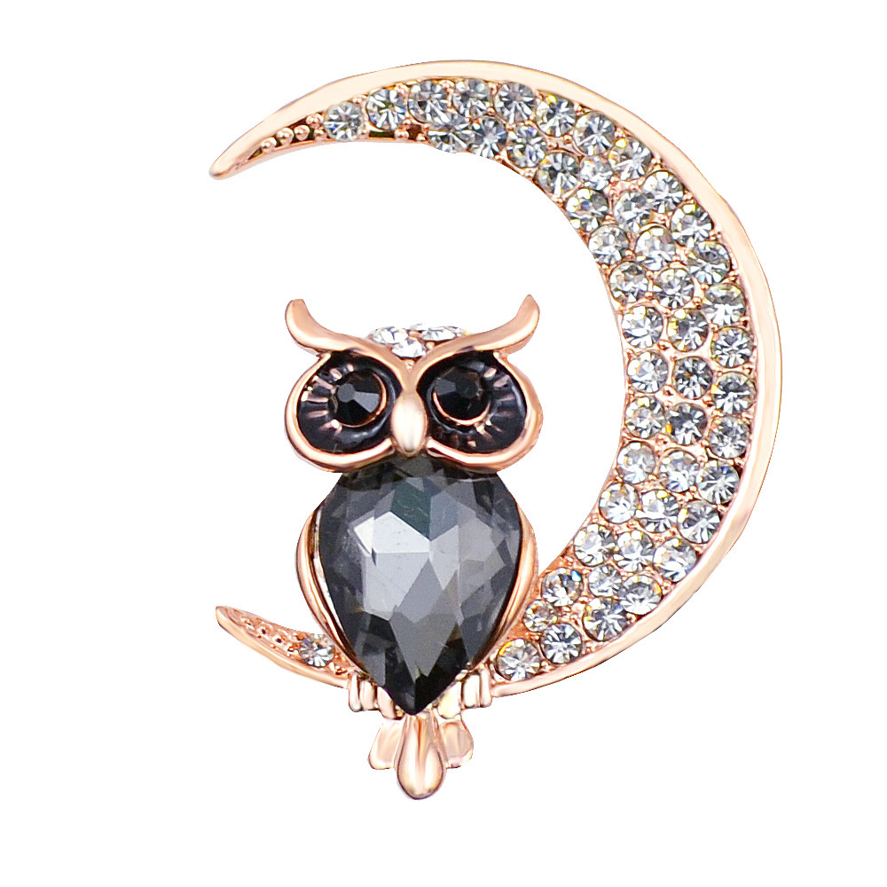 Title 4, Cute owl crystal brooch female