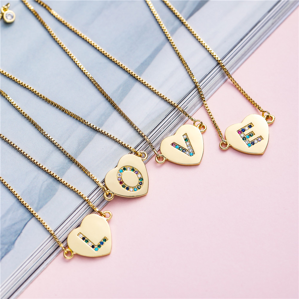 26 letters drawn heart bracelet