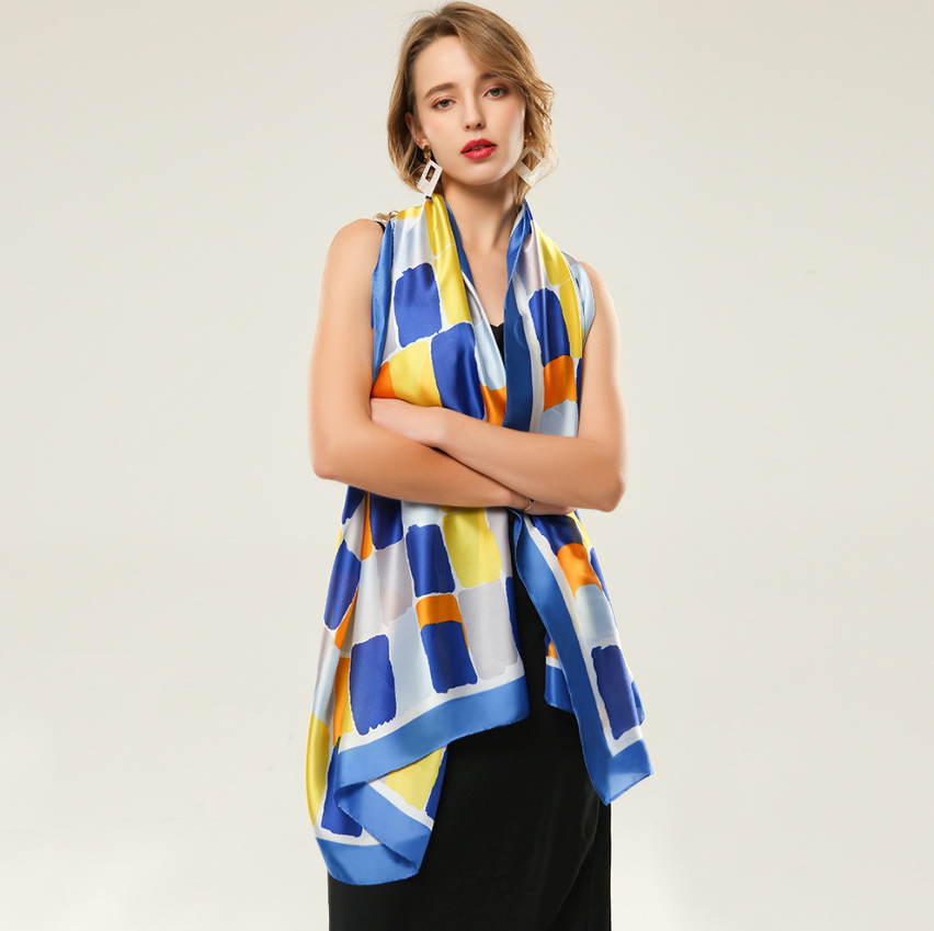 Colorful square print scarf geometric pattern