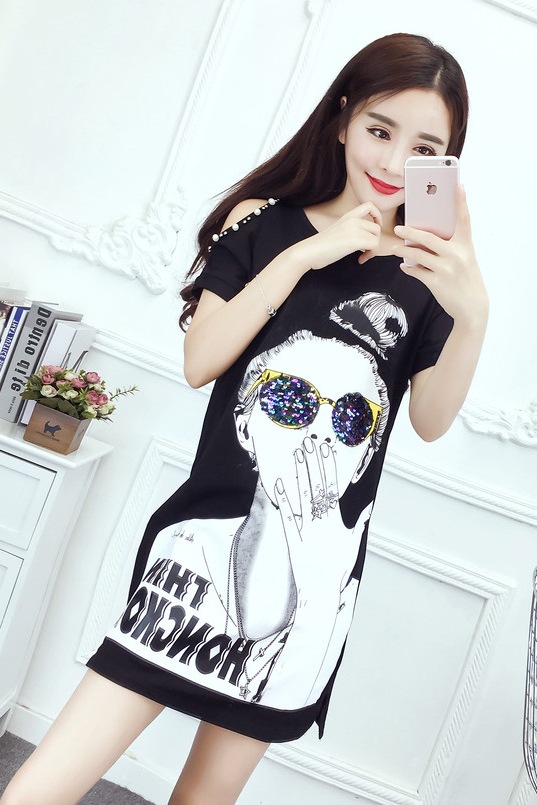 Korean print loose thin and short sleeve