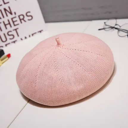 Spring and autumn thin versatile berets Pink - Shop at LoveMi