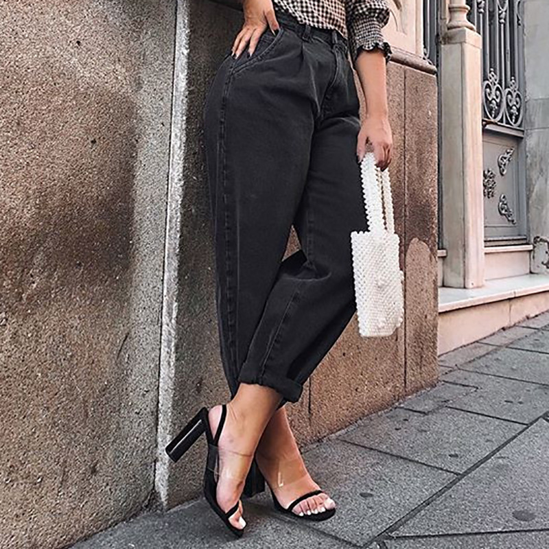 High waist harem denim trousers