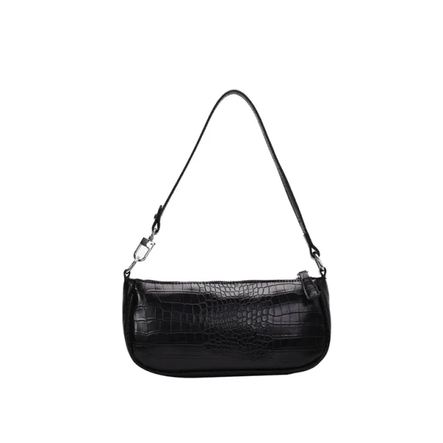 Light cooked style solid color simple shoulder bag Black - Shop at LoveMi