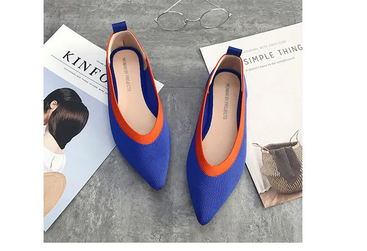 Flat pointed pointed ballet shoes - Blue