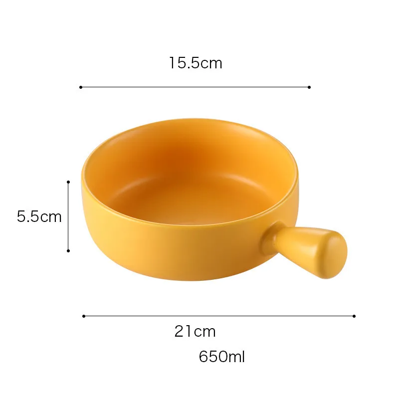 Special ceramic plate for oven with handle - Yellow