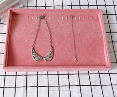 Pink Ring Necklace storage box - Ice Velvet - View 1