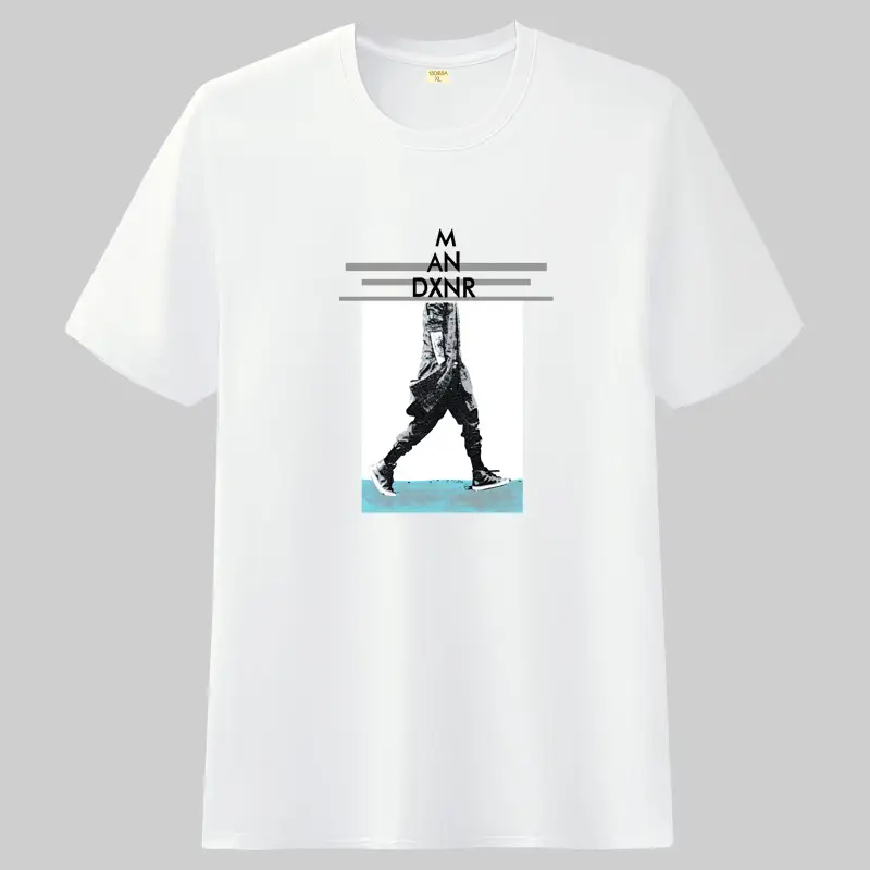 Loose trend half-sleeved white collar round neck T-shirt