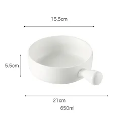 Special ceramic plate for oven with handle - White - View 1