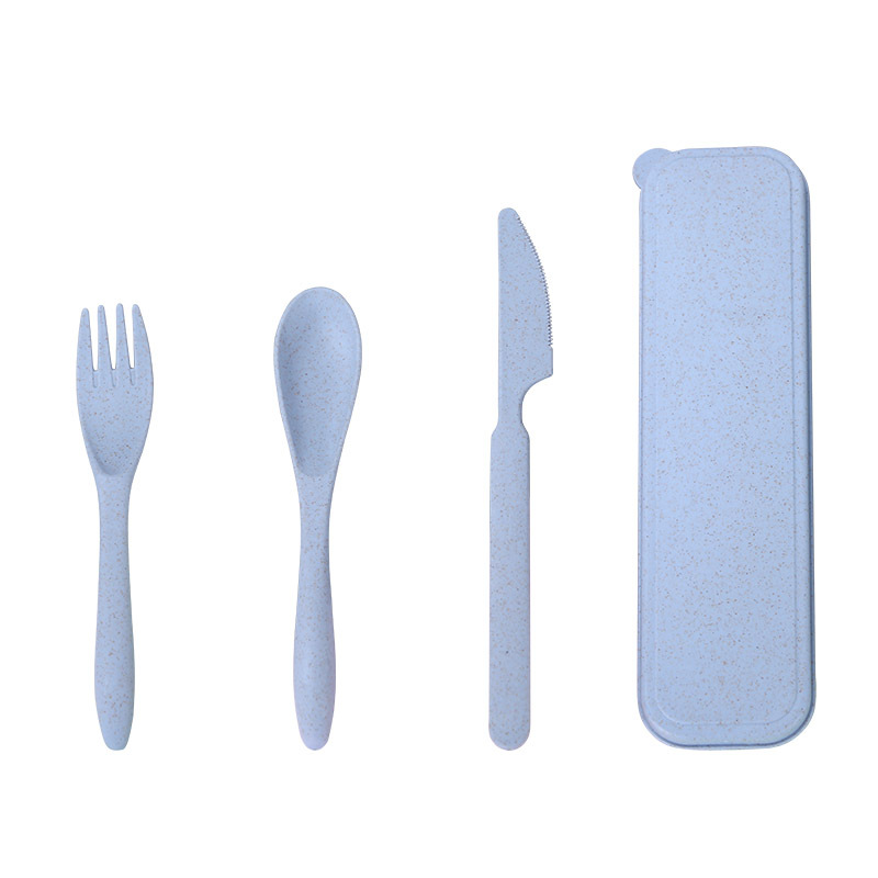 Wheat straw portable cutlery box set
