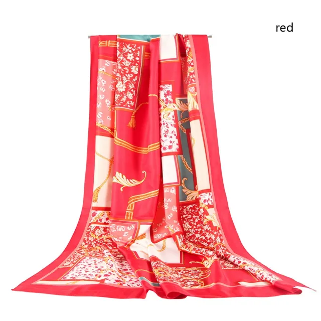 Twill printed square chain scarf Red - Shop at LoveMi