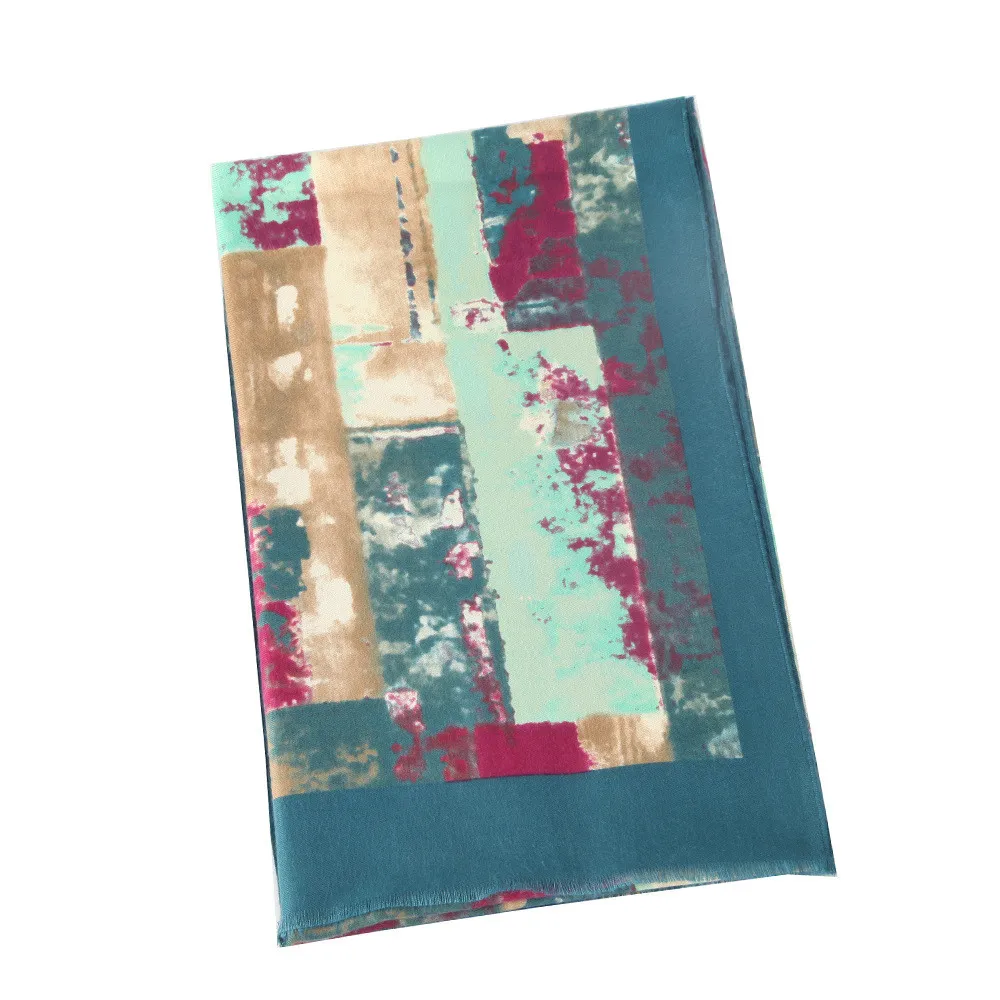 Double faced Satin graffiti brick printed scarf - Green
