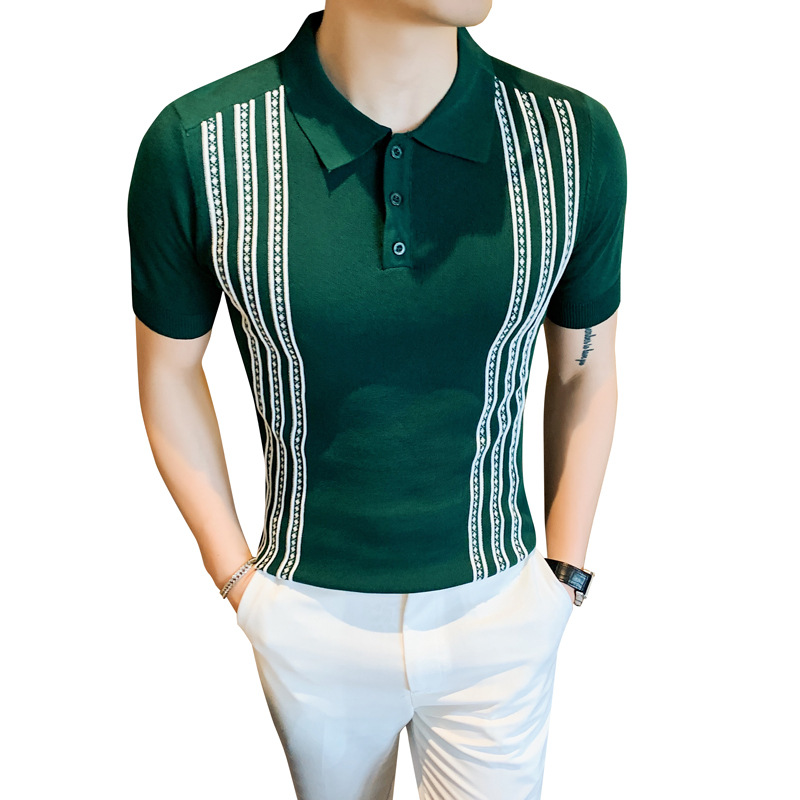Knitted slim fit short sleeve polo