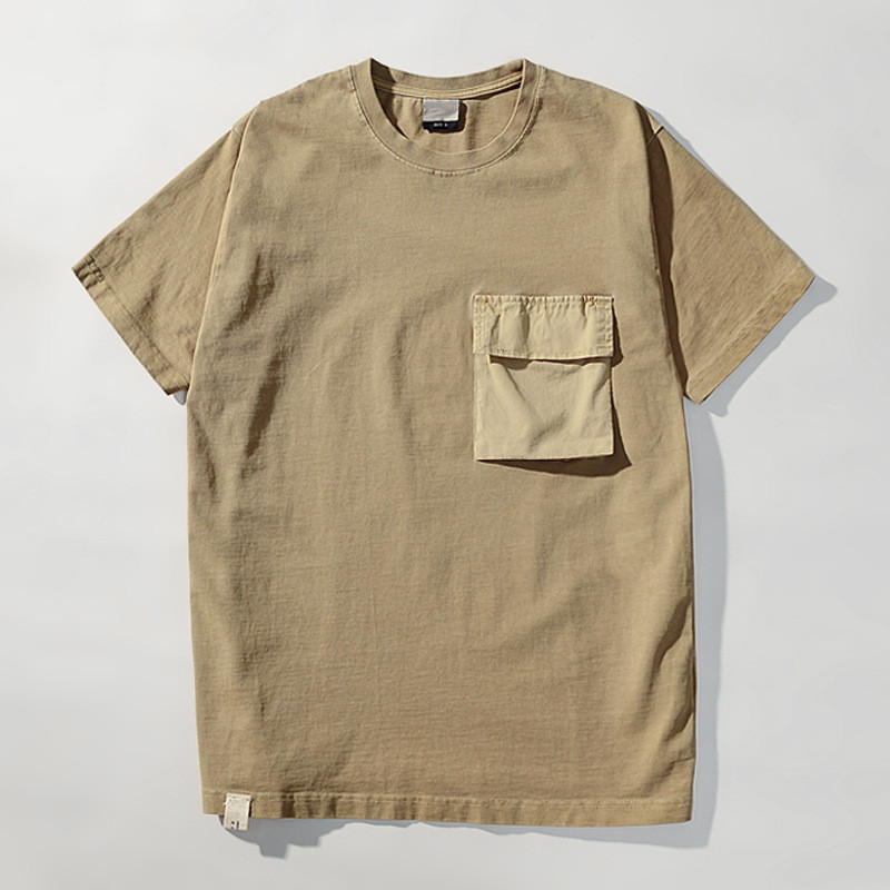 Men's short sleeve T-shirt solid color cotton