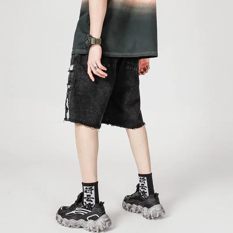 Hip-hop loose five-point sleeve straight shorts