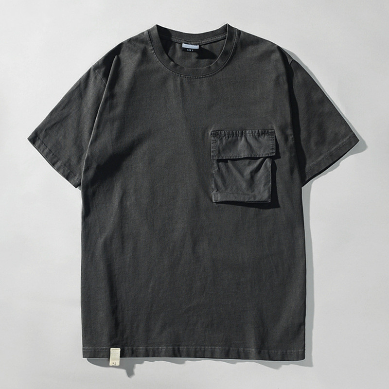 Men's short sleeve T-shirt solid color cotton