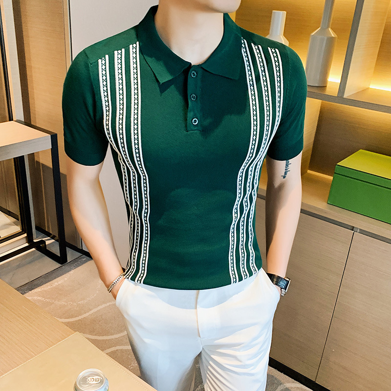 Title 4, Gebreide slim fit poloshirt met korte mouwen, c...