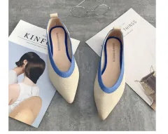 Flat pointed pointed ballet shoes - Apricot - View 1