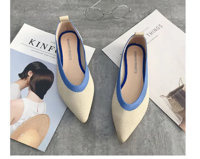Flat pointed pointed ballet shoes Apricot - Shop at LoveMi