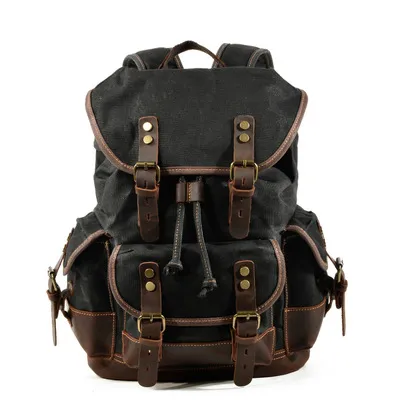 Wear resistant canvas backpack Black - Shop at LoveMi