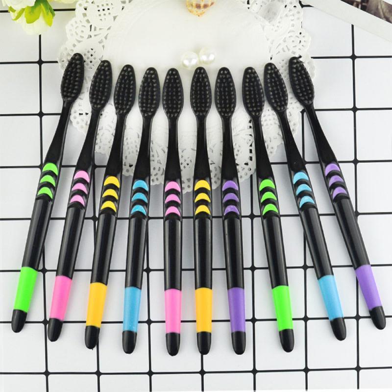 10pcs soft bamboo charcoal toothbrush