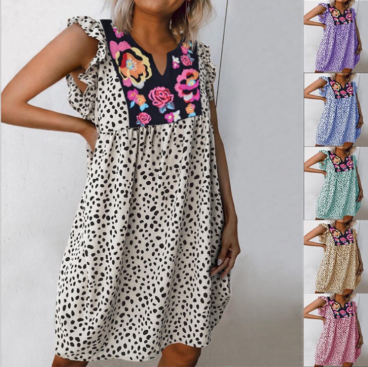 Leopard print shirt small V-neck dress