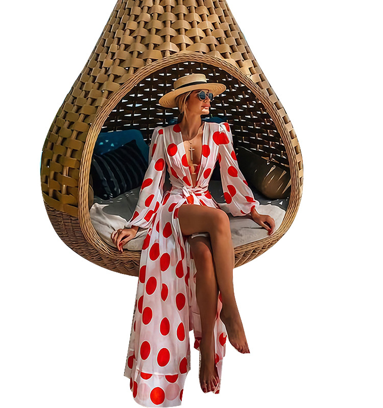 V-neck beach swing romper midi skirt