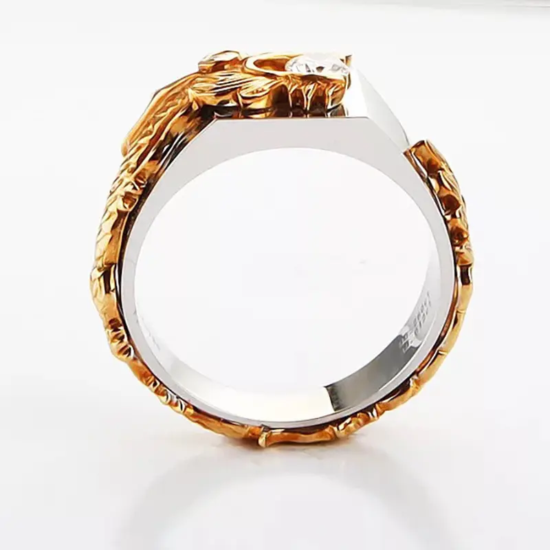 New Men's Domineering Dragon Pattern Two-color Zircon