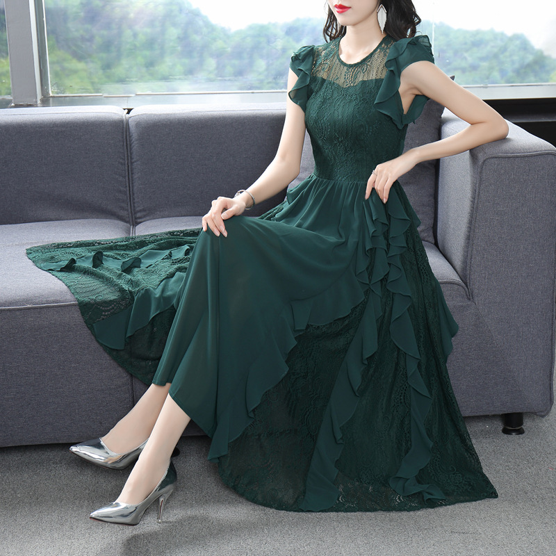 Women's lace stitching fungus skirt