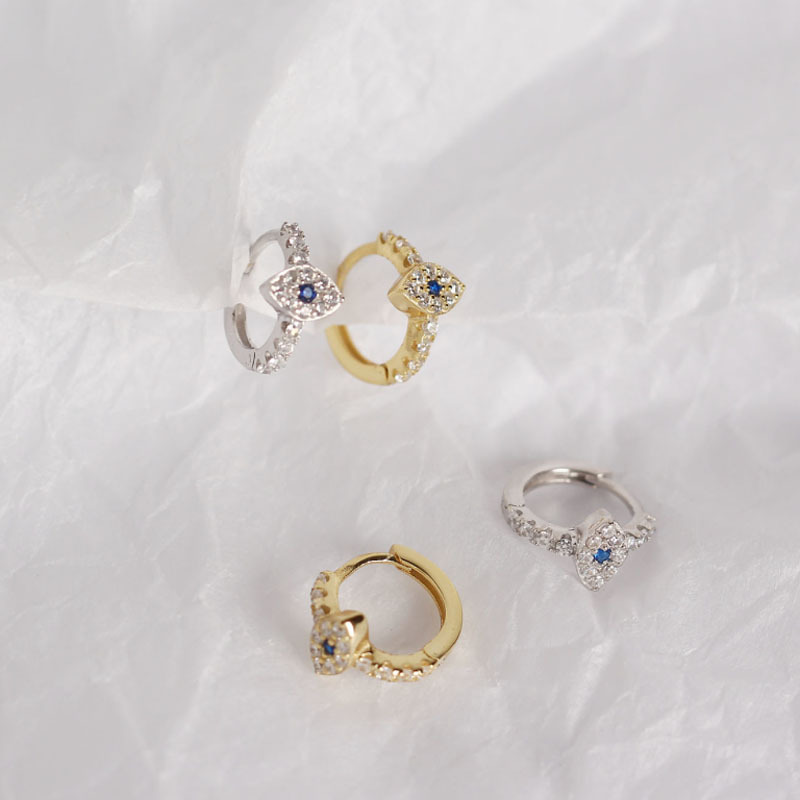 Women's Blue Evil Eyes 925 Silver Earrings