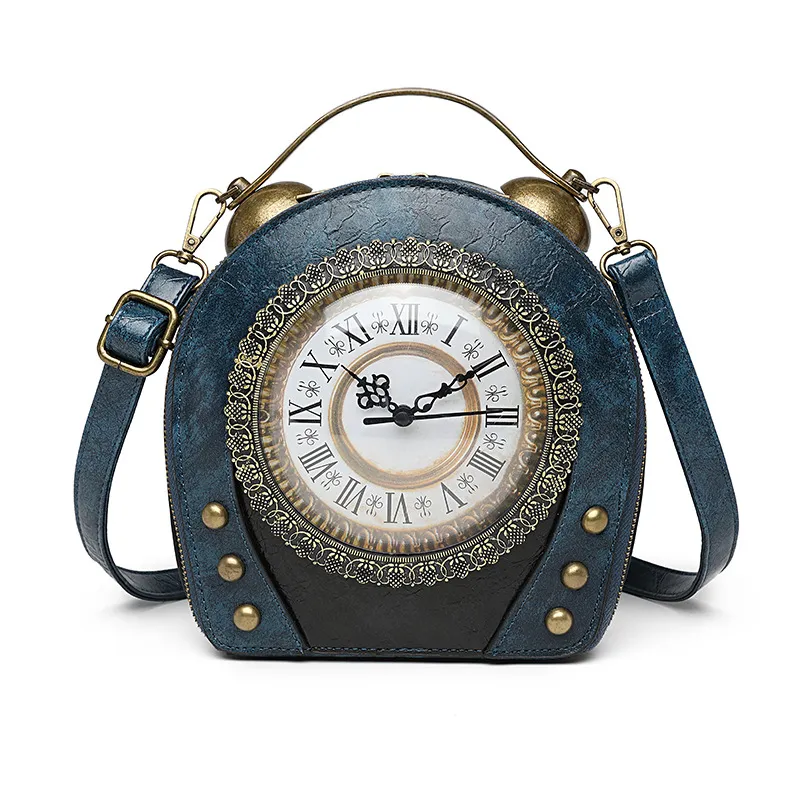 Walking clock antique bag - Blue