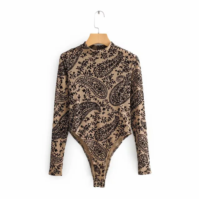 New sexy stand collar gold mesh bodysuit Tan - Shop at LoveMi